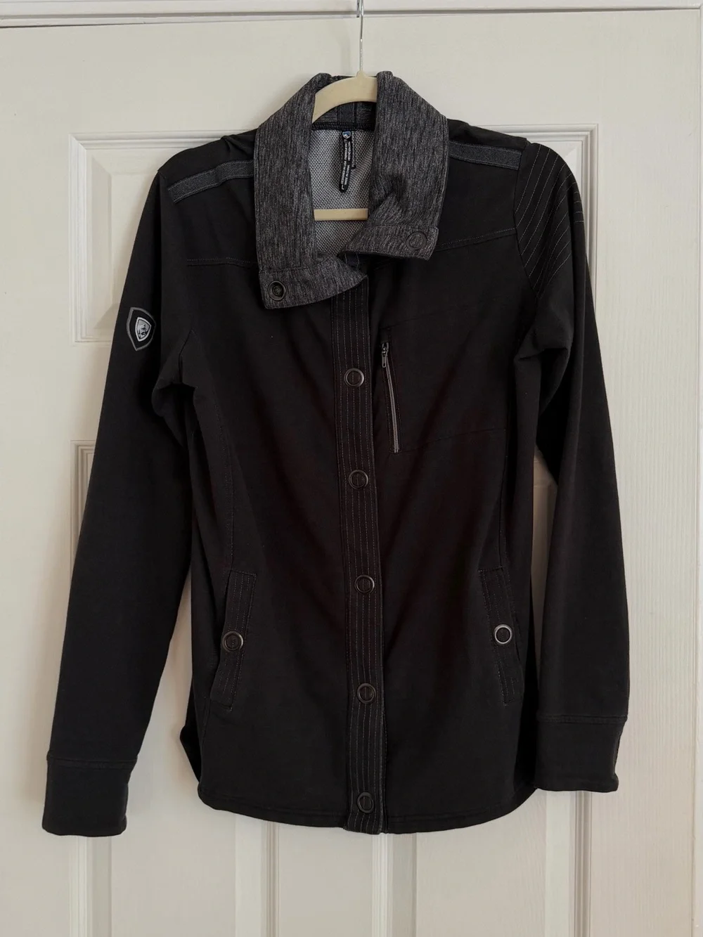 KÜHL Krush Black Snap Front Funnel Neck Jacket Size Large